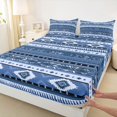 thumbnail image 3 of jejeloiu Retro Boho Aztec Twin Sheet Sets,Blue Vintage Geometric Bedding For Adults 3pcs, 3 of 7