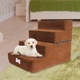 thumbnail image 6 of 4 Steps Dog Stairs Dog Ramp Ladder Non Slip Puppy Removable Cover for Indoor Brown, 6 of 8