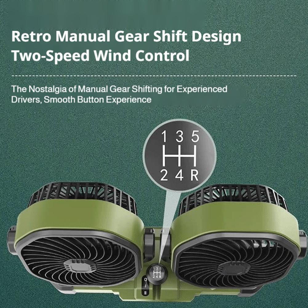 Car Fan Adjustable Dual Head, 360° Rotatable Car Clip Fan for Front/Rear Seat Passenger Car Essentials Cooler, Strong Wind Electric Air Circulation Fans for Car Truck SUV Van Boat - 5V