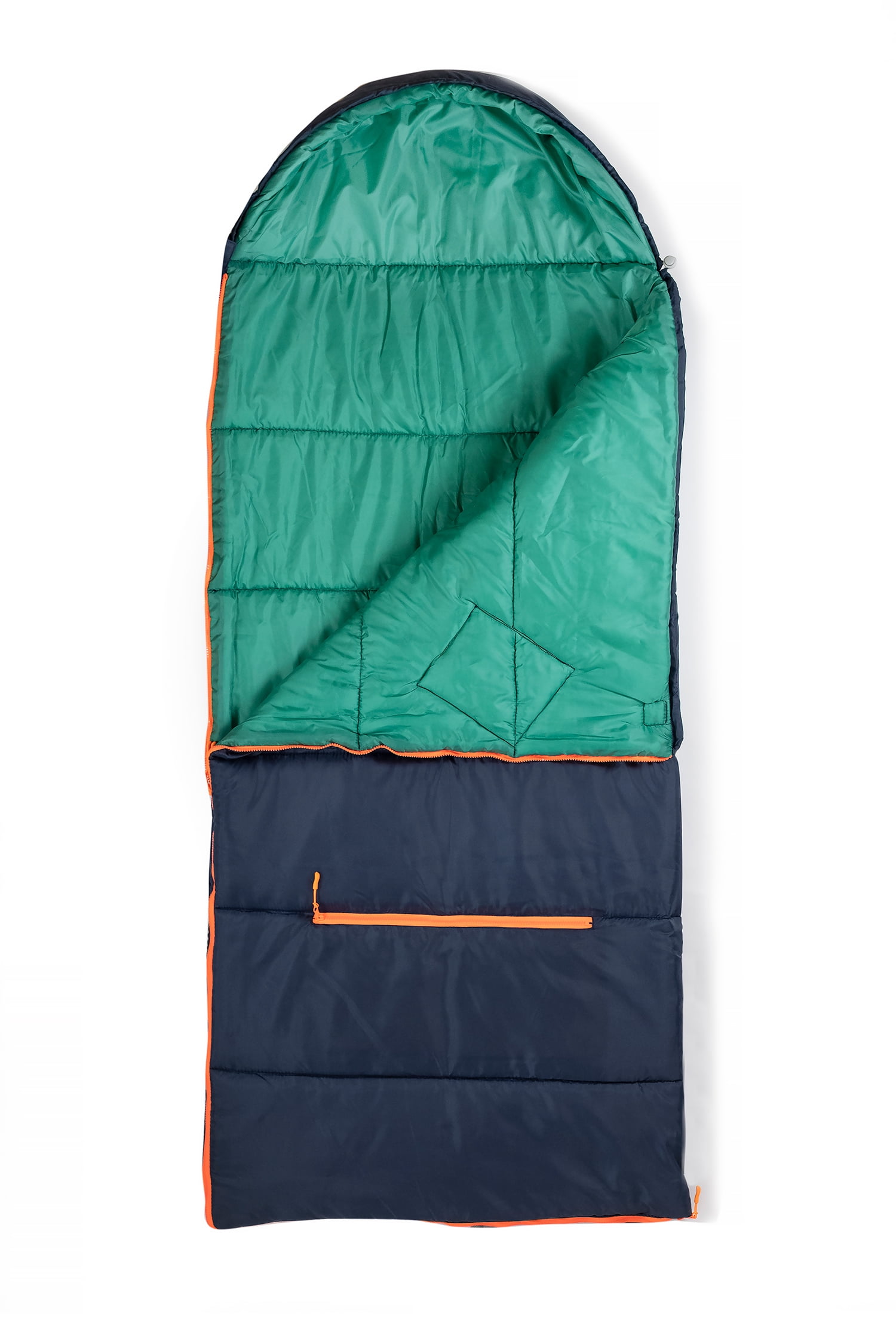 Mimish Sleep-N-Pack, 37F Kid's Sleeping Bag & Backpack, Navy/Green