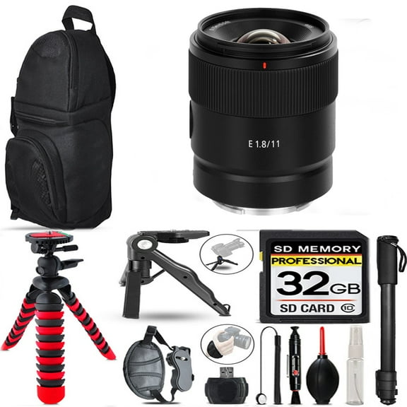 Sony E 11mm f/1.8 Lens   Tripod   Backpack - 32GB Special Bundle (International Version)
