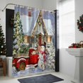 thumbnail image 4 of Snowman Christmas Bathroom Shower Curtain Winter Snowflakes House Truck Xmas Tree Waterproof Washable Shower Curtains for Bathtub Bath Decor with Grommets and Hook 36 X 72 Inch, 4 of 8