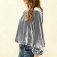 thumbnail image 3 of ShomPort T-Shirts pour Femmes Manches Longues Col Rond Extensible Slim Léger Crop Tops Confortables Couleur Unie Basiques Blouses, 3 of 8
