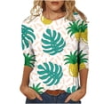 thumbnail image 1 of IROINID en Solde Polyester T-shirt à Manches Longues pour Femmes Confortable Imprimé T-shirt Ample Blouse Col Rond Hauts, Blanc, 1 of 5