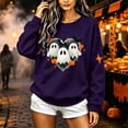 thumbnail image 2 of Womens Halloween Sweatshirts Casual Long Sleeve Halloween Ghost Graphic Printing Round Neck Pullover Sweatshirt Fall Winter Relaxed Fit Sweater Ladies Halloween Costume, 2 of 4