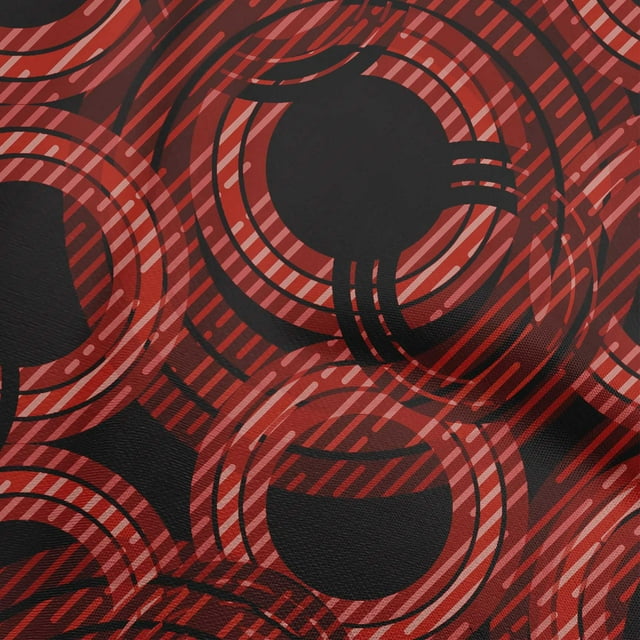 oneOone Cotton Flex Red Fabric Geometrical Sewing Material Print Fabric By The Yard 40 Inch Wide