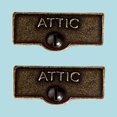 thumbnail image 2 of 2 Switch Plate Tags ATTIC Name Signs Labels Cast Brass Traditional Engraved Wall Light Switch Cover Labels | Renovators Supply, 2 of 2