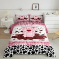 thumbnail image 2 of jejeloiu Pink Kawaii Pig Bedding Comforter Set,Milk Cow Pattern Twin Comforter Sets,Cute Polka Dots Bowtie Bedding Set For Girls Boys,Microfiber Bedroom Decor,2-Piece, 2 of 8