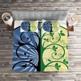 thumbnail image 2 of Ambesonne Peace Quilted Coverlet 3 Pcs, Ying Yang Tree, Queen Size, Black Green and Blue, 2 of 2