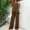 #0009-Brown, variant on Women's Short Sleeve Round Neck Crop Tops, Casual Solid Color Blouses with High Waist Elastic Pants, Loose Fit Summer Cozy Set for Spring, Cute Two Piece Outfit Gift