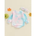 thumbnail image 6 of Aojekbee Infant Girl Rompers Crew Neck Long Sleeve Gradient Letter Ghost Print Jumpsuits Halloween Clothes Bodysuits with Headband, 6 of 10