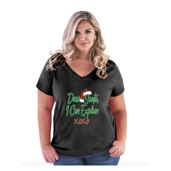 NIB - Women's Plus Size V-neck T-Shirt - Dear Santa