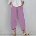 thumbnail image 1 of Women's Summer Comfortable Loose Wide Legged Fashion Solid Color Capris RXIRUCGD Violet, Taille: 2TG, 1 of 5
