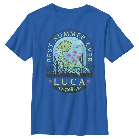 Boy's Luca Best Summer Ever Stamp Graphic Tee Royal Blue Medium
