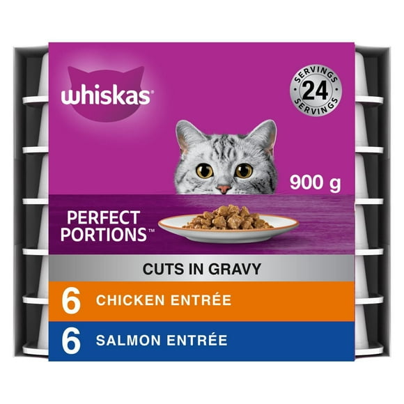 Repas au poulet et saumon coupes en sauce PERFECT PORTIONS Nourriture humide pour chats de WHISKAS