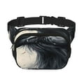 thumbnail image 1 of Saiise Sac Banane Double Compartiment Motif Aigle Chauve Rouge Noir Style Encre Sac de Taille Carré Réglable Mains Libres Ceinture de Course Randonnée Sécurité Voyage Bandoulière en Sergé, 1 of 9
