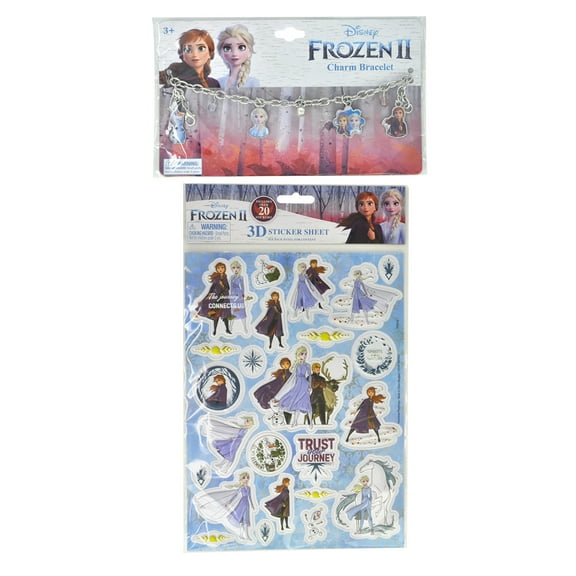 Disney Frozen II Charm Bracelet & Raised 3D Sticker Sheet (24-CT) 2-Piece Set