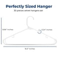 thumbnail image 2 of SereneLife 30-Pack Standard Plastic Space Saving Durable Tubular Heavy Duty Clothes Hanger, (White), 2 of 7