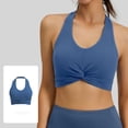 thumbnail image 5 of Staron Women's Sports Bra Yoga Top Halter Neck Double-Sided High-Elastic Breathable Removable Pads Casual Workout Tank, Navy L, 5 of 7