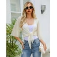 thumbnail image 3 of Weardear Womens Sheer Mesh Shrug Tie Front 3/4 Bell Sleeve Summer Cropped Bolero Cardigan, 3 of 6