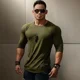 thumbnail image 4 of Camisetas de gimnasio para correr para hombre, camisetas de cuello redondo, ropa para hombre, corte ajustado, ajustadas, rojas, FA, algodón regular, manga larga, nueva elasticidad, XXL, 4 of 5