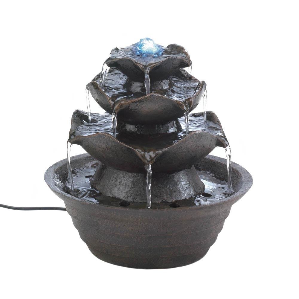 Water Fountain Pump, Lotus Tabletop Led Light Garden Outdoor Water Fountains