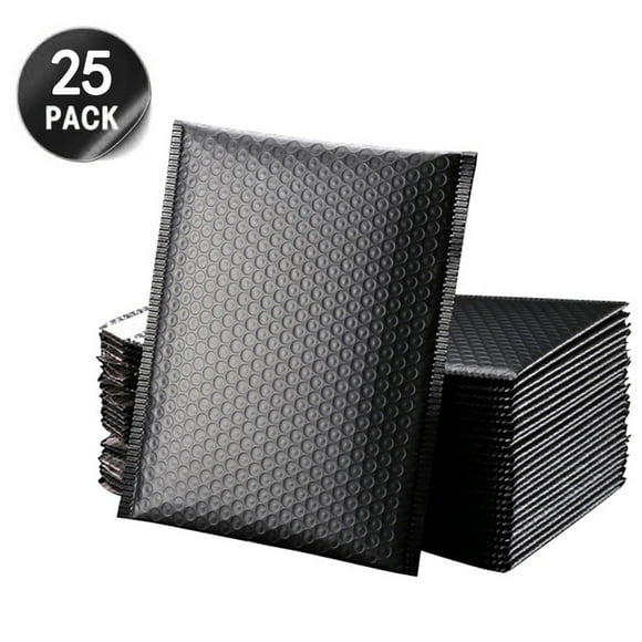 25PC Bubble Mailers Padded Envelopes Lined Poly Mailer Self Seal Black for Mailing