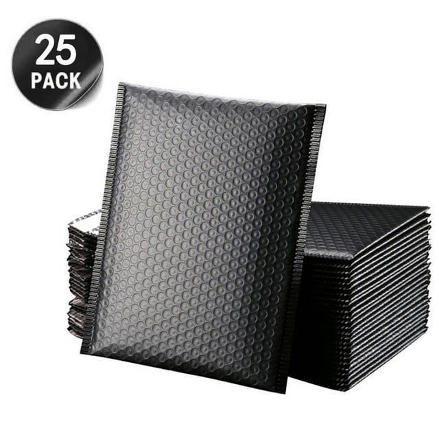 25PC Bubble Mailers Padded Envelopes Lined Poly Mailer Self Seal Black for Mailing