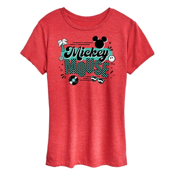 Disney - Mickey & Friends - Mickey Outline - Retro Music Icons - Women's Short Sleeve Graphic T-Shirt