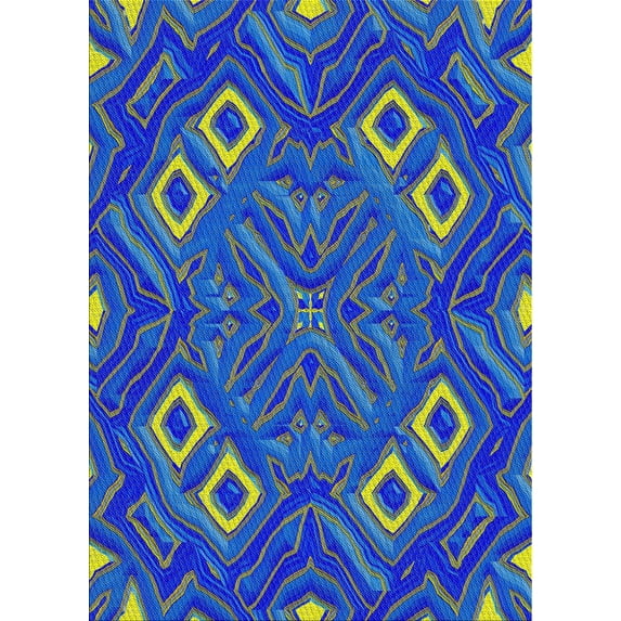 Ahgly Company Indoor Rectangle Patterned Cobalt Blue Abstract Area Rugs, 5' x 8'