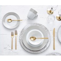 Safdie & Co. 16-Piece Round Rim Dinnerware Set, Taupe, Band