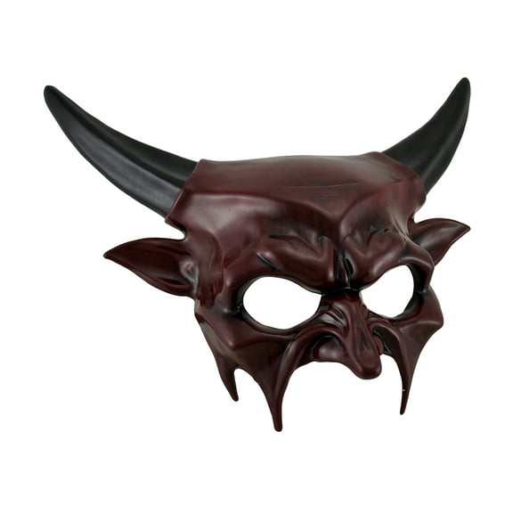 Red Horned Demon Half Mask