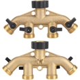 thumbnail image 2 of Divisor de manguera de 4 vías de latón macizo con válvulas de cierre, grifo y 3/4" Salidas, puede usar hasta 4 mangueras a la vez.--, 2 of 5