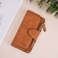 thumbnail image 3 of Spencer Wallet for Women Lady Clutch Leather Zip Purse Large Capacity Credit Card Holder with ID Window, Brown, 3 of 10