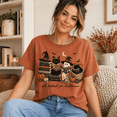 thumbnail image 3 of All Booked for Halloween Shirt, Ghost Cat Witch Books Comfort Colors Unisex Graphic Tee - Yam, S, 3 of 4