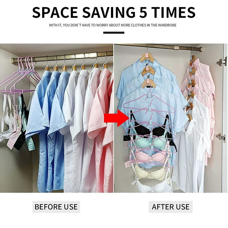 Heavy Duty Clothes Hanger Connector Hooks - Space Saving Cascading