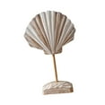 thumbnail image 2 of simhoa Wood Shell Ornament Creative Unique Figurine for Countertop Bookshelf Office White Brown, 2 of 8