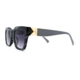 thumbnail image 4 of Womens Thick Horn Rim Luxury Fashion Rectangular Sunglasses Green Tortoise Smoke, 4 of 4