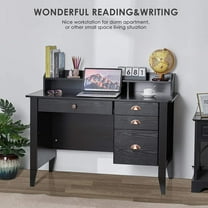 Homfa Computer Desk with Hutch and Drawers,  Home Office Executive Table, Black