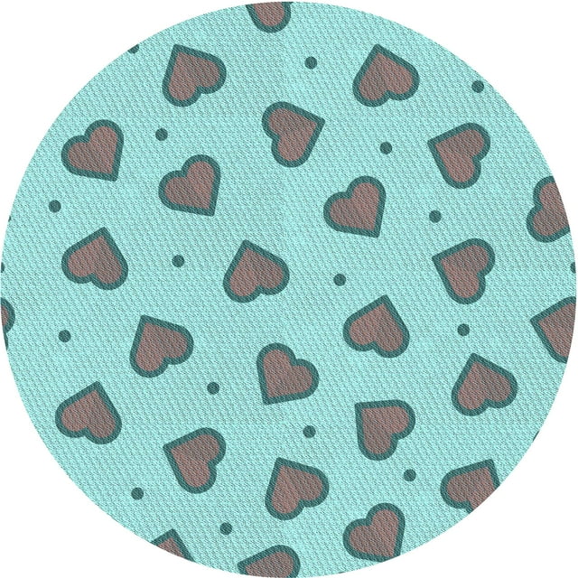Ahgly Company Tapis Rond Lavable en Machine Intérieur Transitionnel Bleu, 8 Pieds Rond