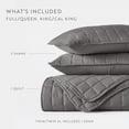 thumbnail image 3 of Noble Linens Gray Square Pattern Quilted Coverlet Set, Full/Queen, 3 of 12