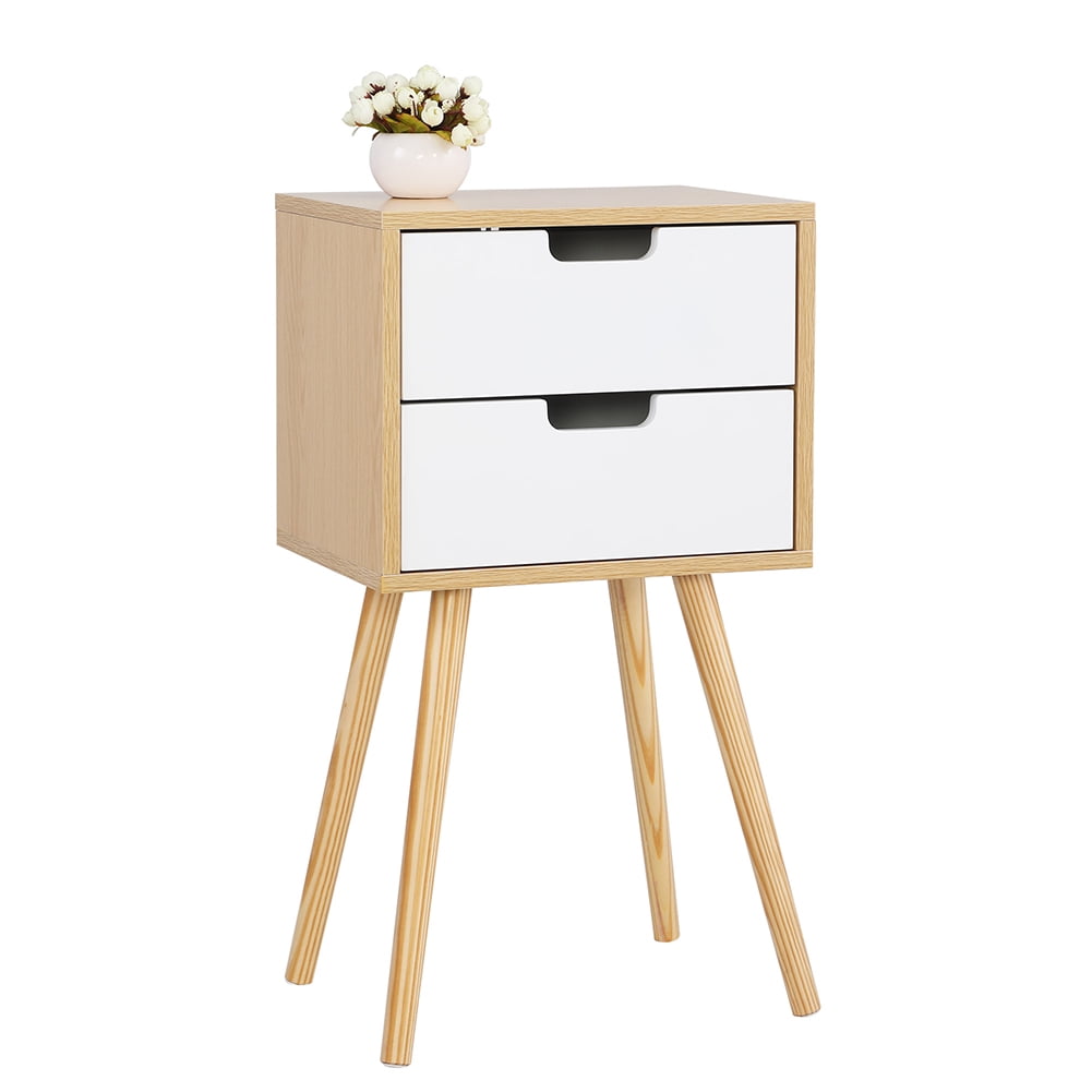 Kadyn Accent Tables Living Room, End Side Table, Storage Cabinet with 2 Drawer and Solid Wood Legs for Bedroom Furniture - Set of 1 Kadyn Accent Tables Living Room, End Side Table, Storage Cabinet with 2 Drawer and Solid Wood Legs for Bedroom Furniture - Set of 1