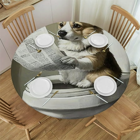 

Patifu Dog Theme Round Tablecloth Stain-Resistant Washable Indoor Outdoor Table Cover for Home Kitchen Parties Holiday Dinner 54 -58