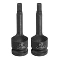 thumbnail image 1 of Uxcell 2pcs H7 (7mm) Hex Impact Bit Socket 1/2" Drive Hex CR-MO Steel Screwdriver Socket Adapter, 1 of 6