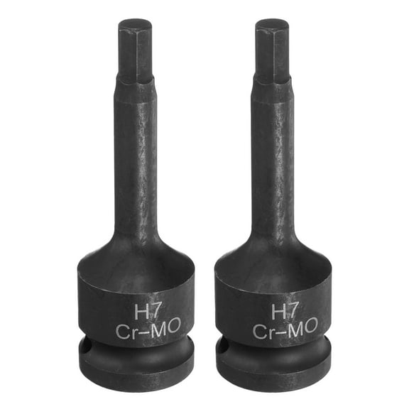 Uxcell 2pcs H7 (7mm) Hex Impact Bit Socket 1/2" Drive Hex CR-MO Steel Screwdriver Socket Adapter