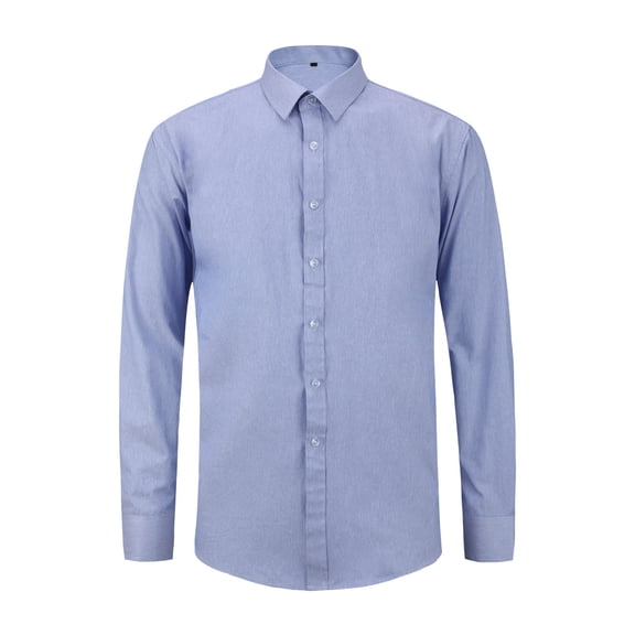 AZoiNM Men's No Pocket Dress Shirt Slim Fit Wrinkle Free Long Sleeve Point Collar Business Casual