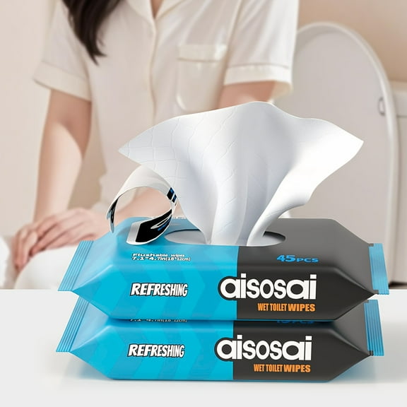 Flushable Adult Wet Wipes, 90/270pcs Unscented & Alcohol-Free, Extra Large Toilet Wipes, Septic & Sewer Safe, Portable & Family Size for Camping