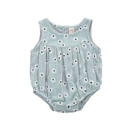 

Douhoow 0-24M Infant Girl Jumpsuit Baby Soft Cotton Romper Floral Print Sleeveless Playsuit