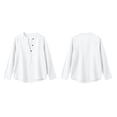 thumbnail image 4 of Cotton Linen Tshirts for Women Long Sleeve Button V Neck Tops Womens Lightweight Summer Fall T-Shirts, 4 of 7