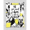 thumbnail image 1 of All You Need Is Love Tapestry, Vintage Engraved Design on Yellow Polka Dot Backdrop, Wall Hanging for Bedroom Living Room Dorm Decor, 40W X 60L Inches, Black Pale Blue and Yellow, by Ambesonne, 1 of 2